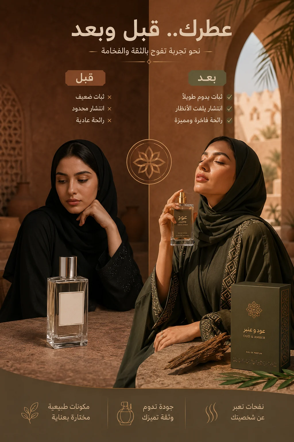 عطرك.. قبل وبعد — مقارنة تجربة بصرية للعطر